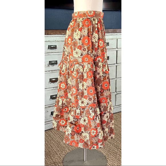 Anthropologie Stella Pardo Retro Floral Tiered Midi Skirt NWT New M *Run… - Picture 4 of 16